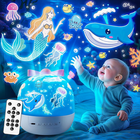 🥚 5-in-1 Dinosaur Egg Night Light – Sound Machine, Projector, 15 Sounds, 12 Slides, 360°