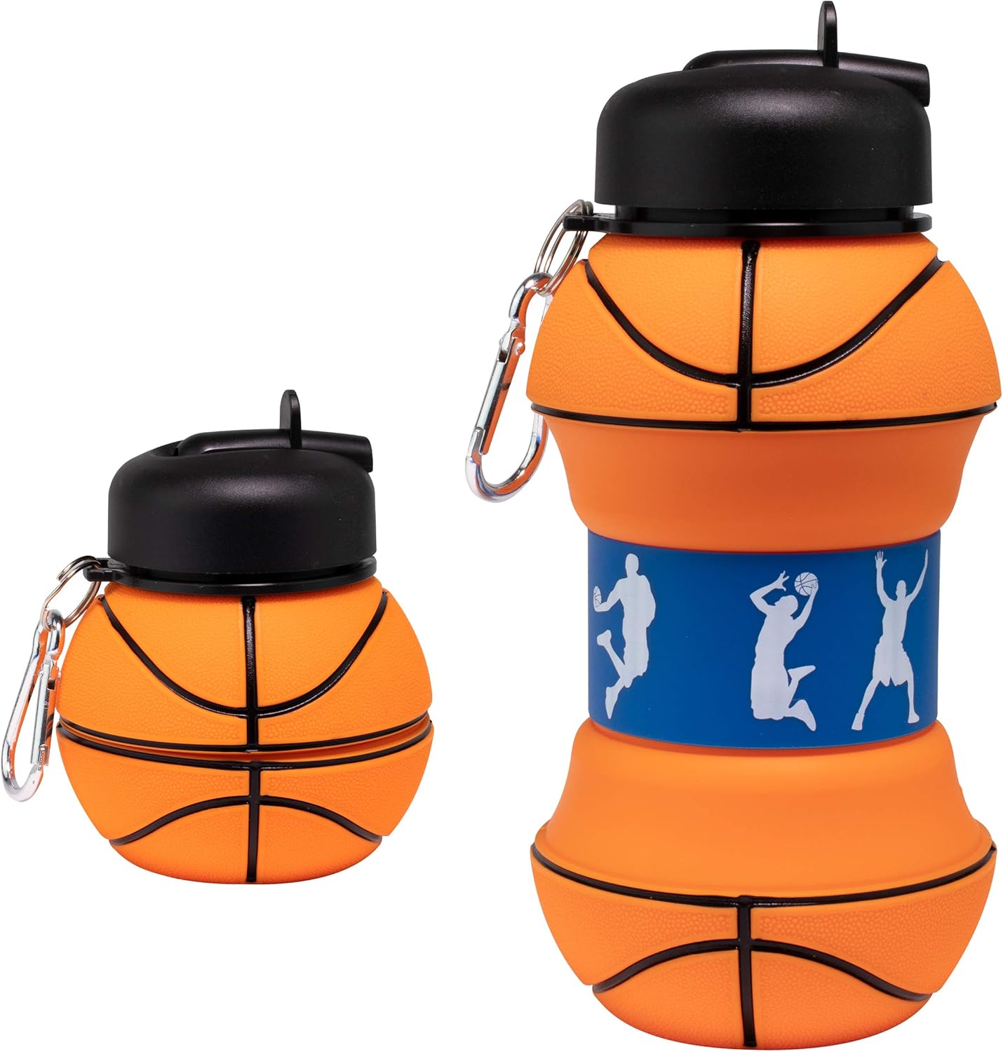 ⚽ Collapsible Soccer Ball Water Bottle – 18 oz,BPA‑Free Silicone, Leak‑Proof, with Carry Clip