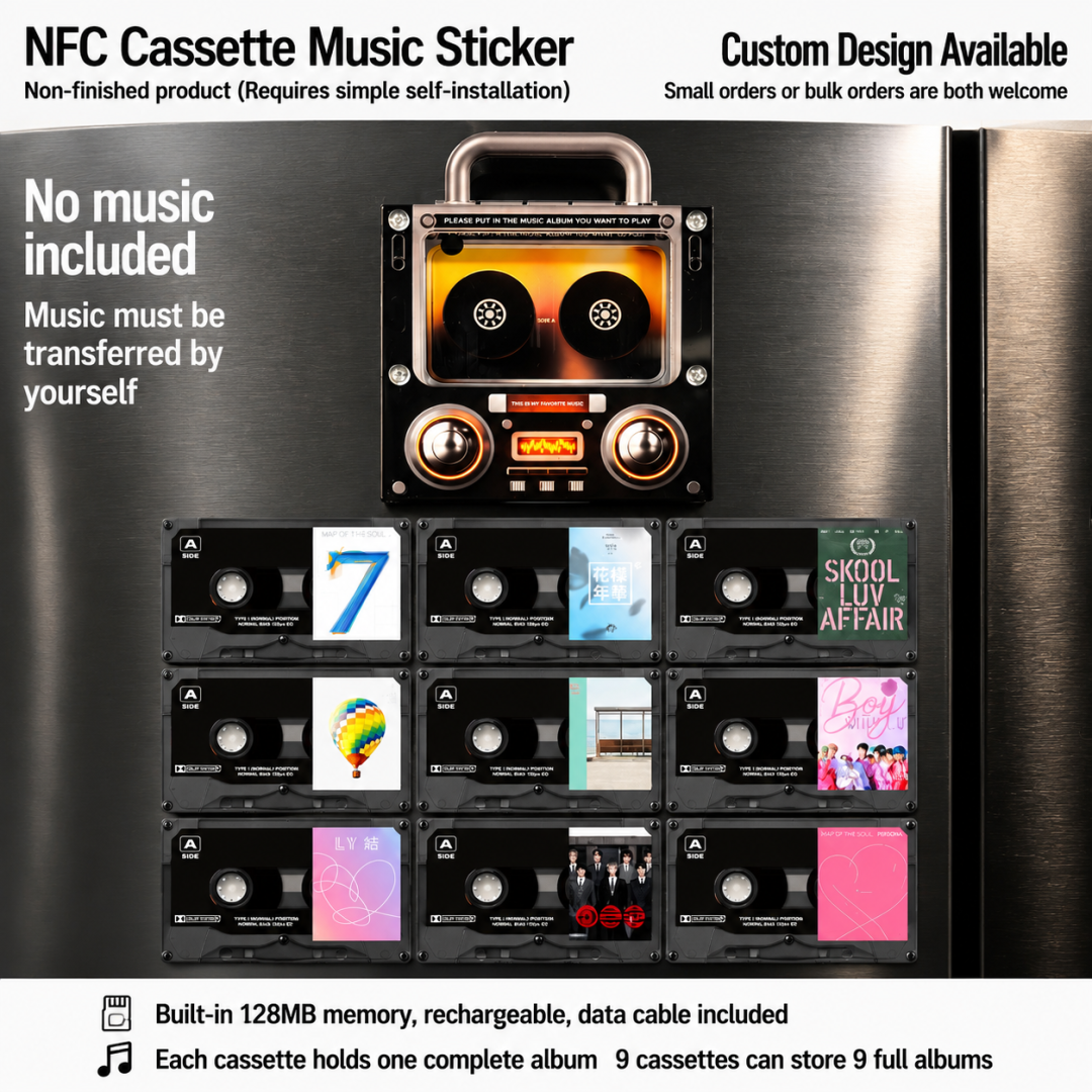 🎵 Iconic Pop Star NFC Fridge Magnet Music Player – Retro Vinyl Decor with 9 Track Magnets