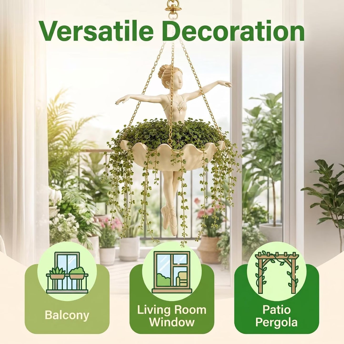 🩰Ballet Dancer Hanging Planter – Graceful Artistry Meets Living Greenery