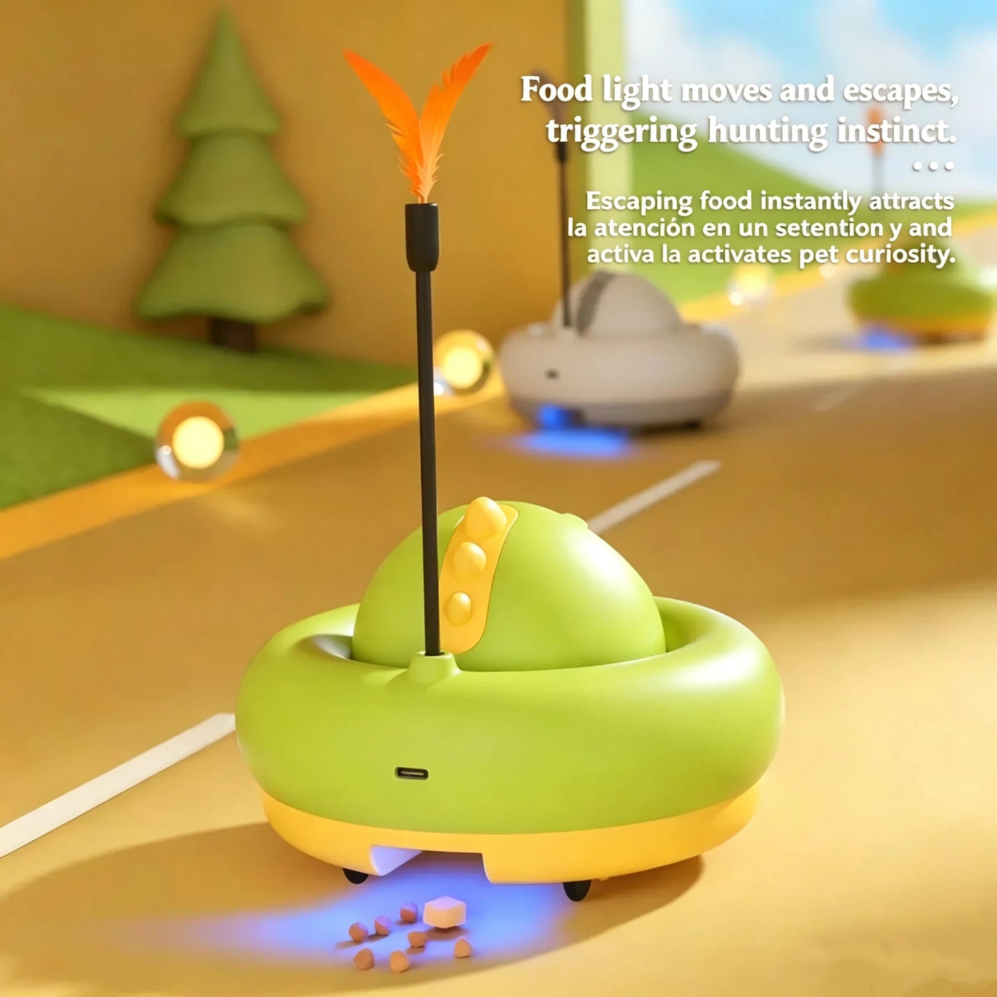 🐾 Smart Interactive Pet Toy – Remote Control, Laser & Feather Wand, Treat Dispenser, Auto Mode