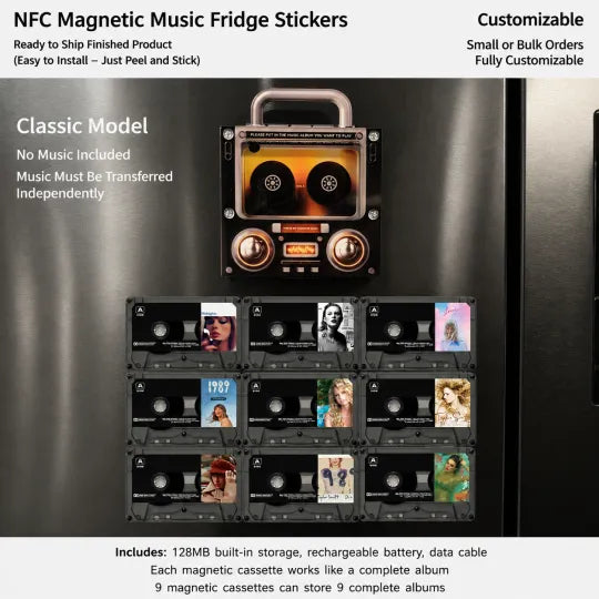 🎵 Iconic Pop Star NFC Fridge Magnet Music Player – Retro Vinyl Decor with 9 Track Magnets