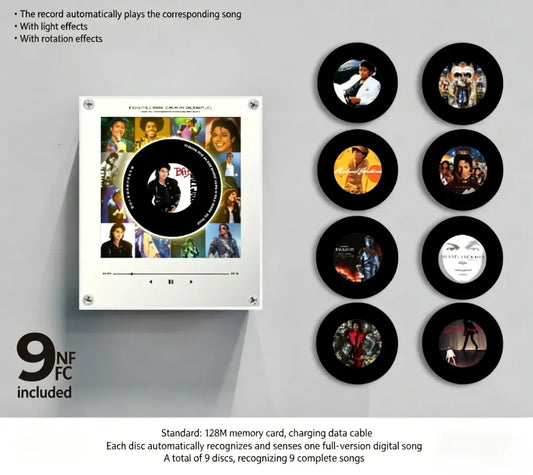 🎵 Iconic Pop Star NFC Fridge Magnet Music Player – Retro Vinyl Decor with 9 Track Magnets