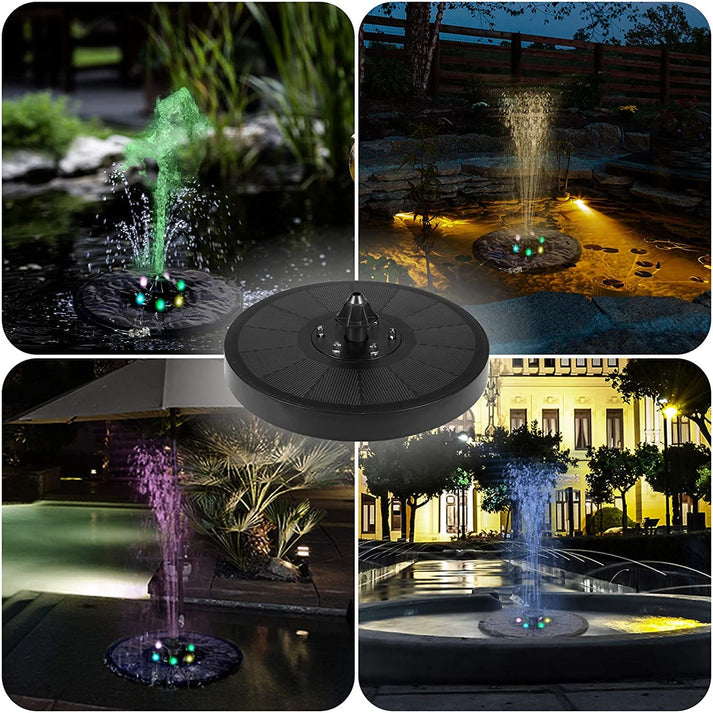 ☀️ Solar Floating Fountain – Battery Backup, LED Lights, Strong Flow – Baby‑Safe Water Play