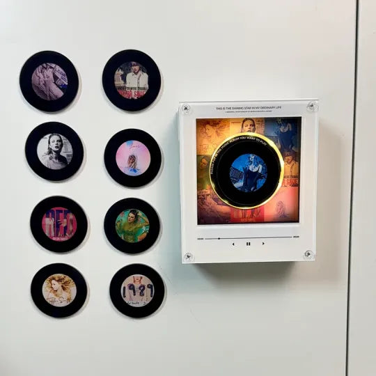 🎵 Iconic Pop Star NFC Fridge Magnet Music Player – Retro Vinyl Decor with 9 Track Magnets