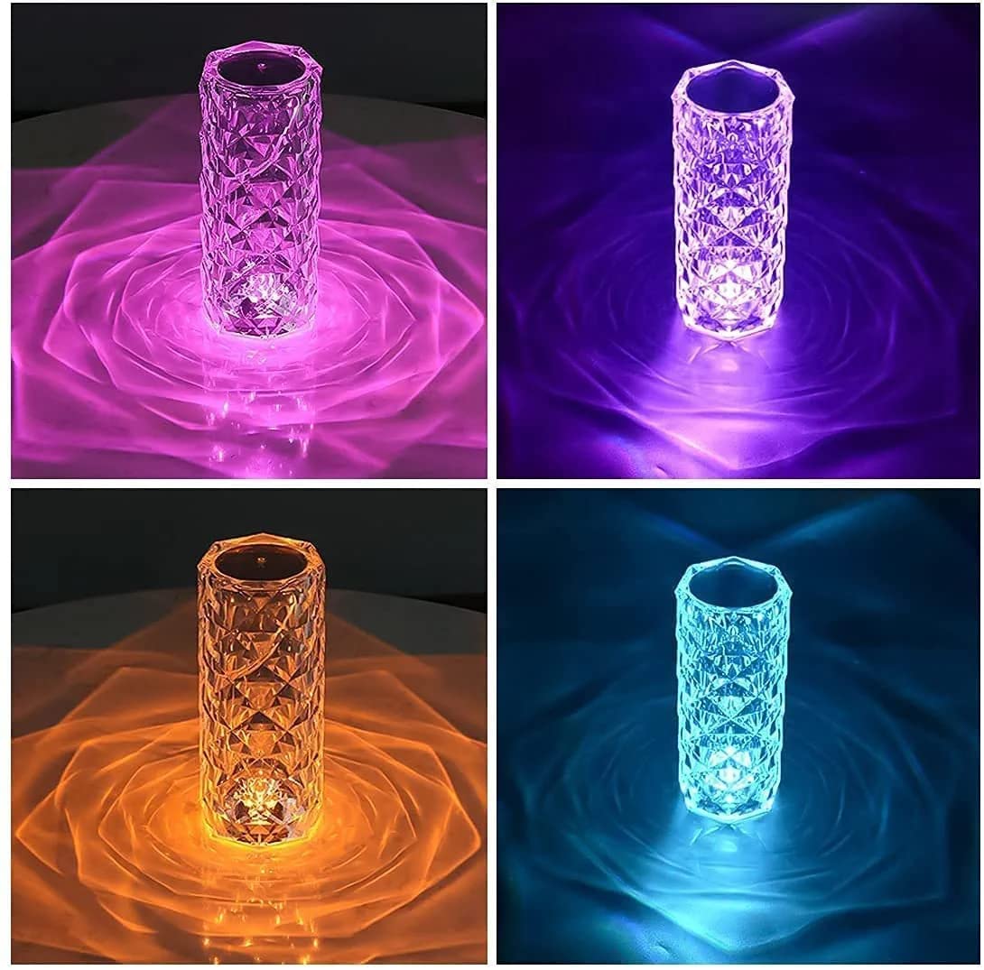 🌹 16‑Color Crystal Rose Table Lamp – USB Rechargeable, Touch & Remote Control, Cordless