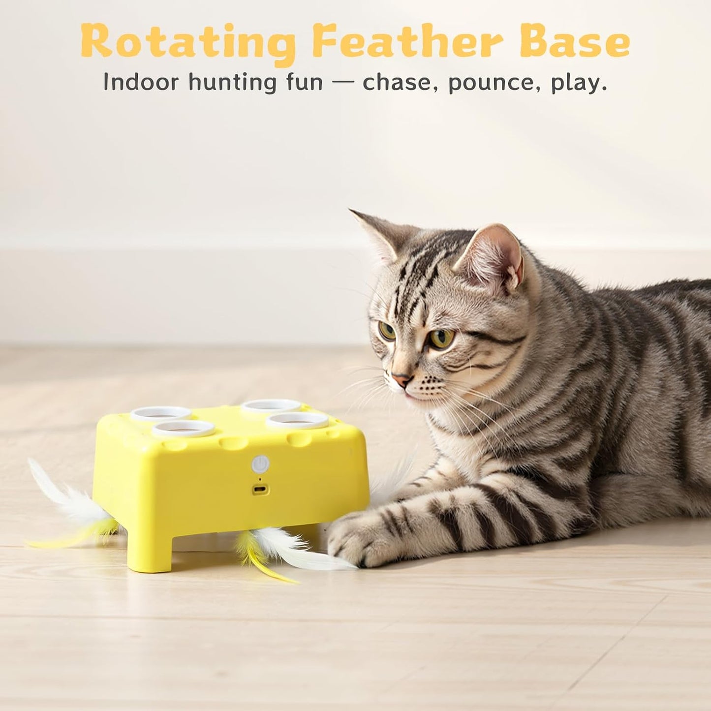 🧀 Interactive Cat Toy – 3 Modes, 4‑Hole Whack‑a‑Mole, Rechargeable, with 4 Accessories