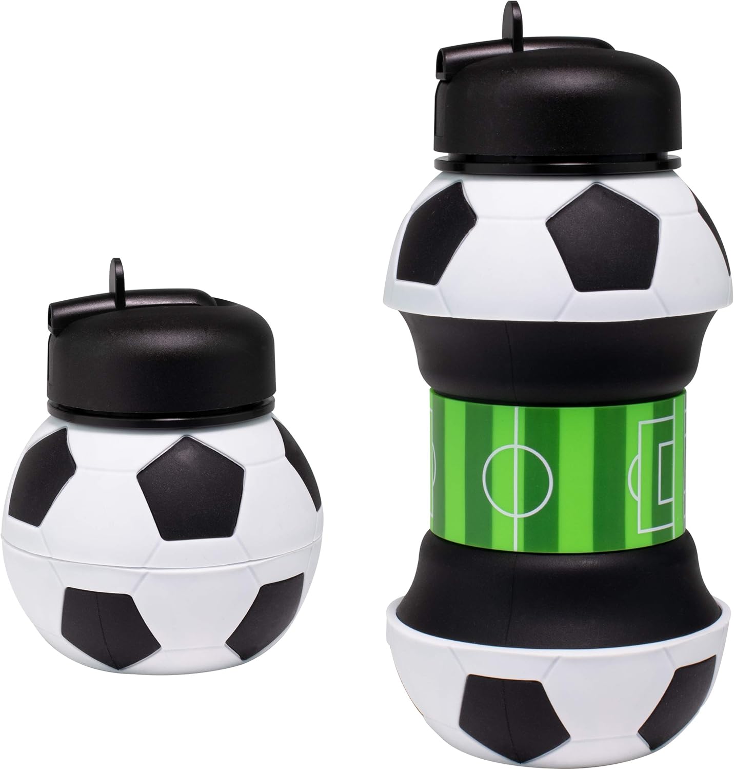⚽ Collapsible Soccer Ball Water Bottle – 18 oz,BPA‑Free Silicone, Leak‑Proof, with Carry Clip