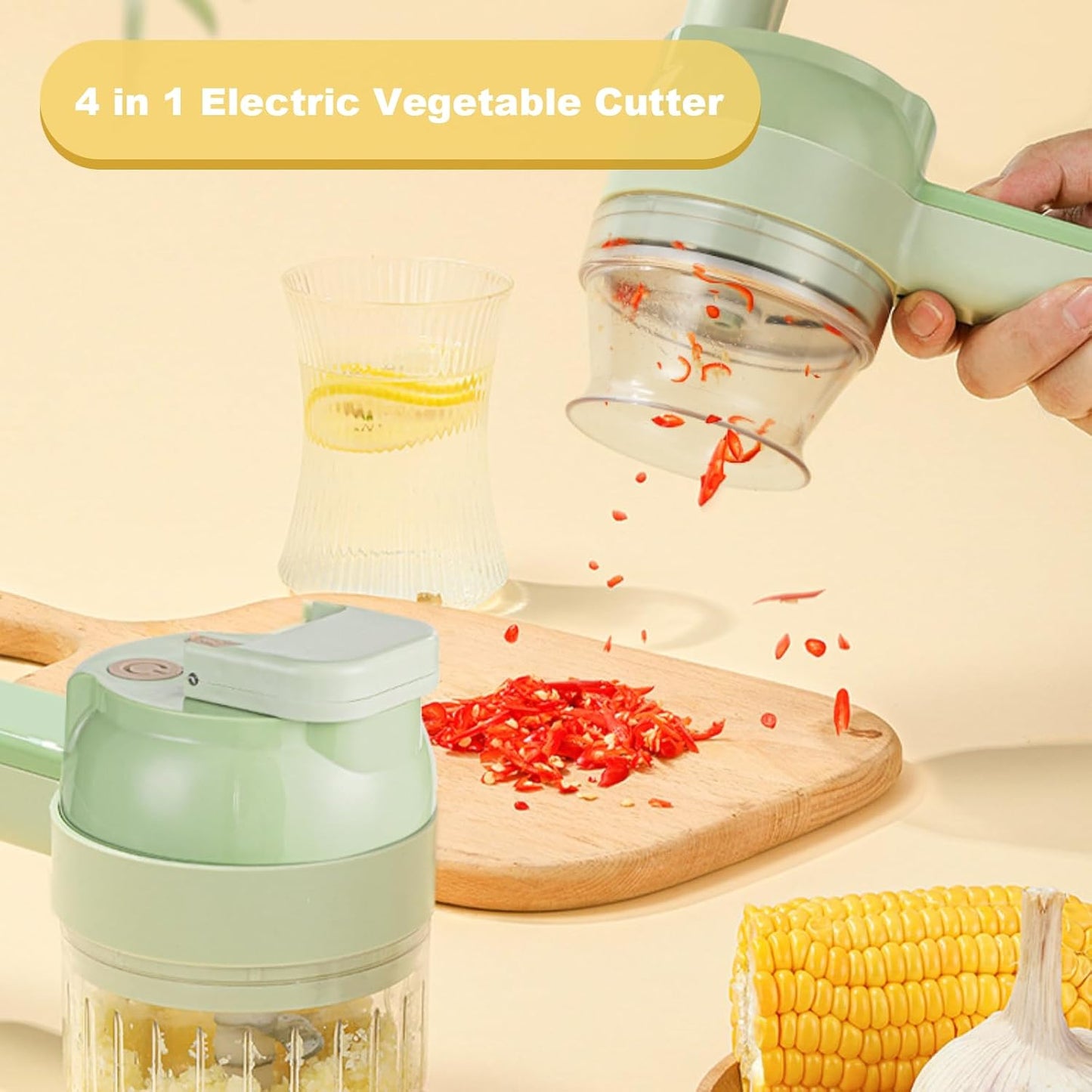 🥦4‑in‑1 Portable Electric Vegetable Cutter