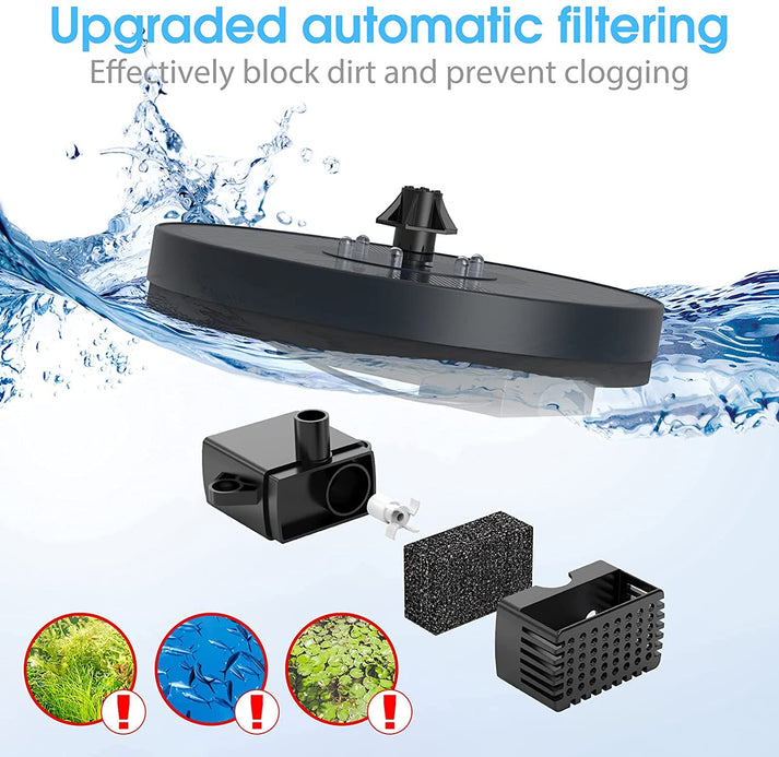 ☀️ Solar Floating Fountain – Battery Backup, LED Lights, Strong Flow – Baby‑Safe Water Play