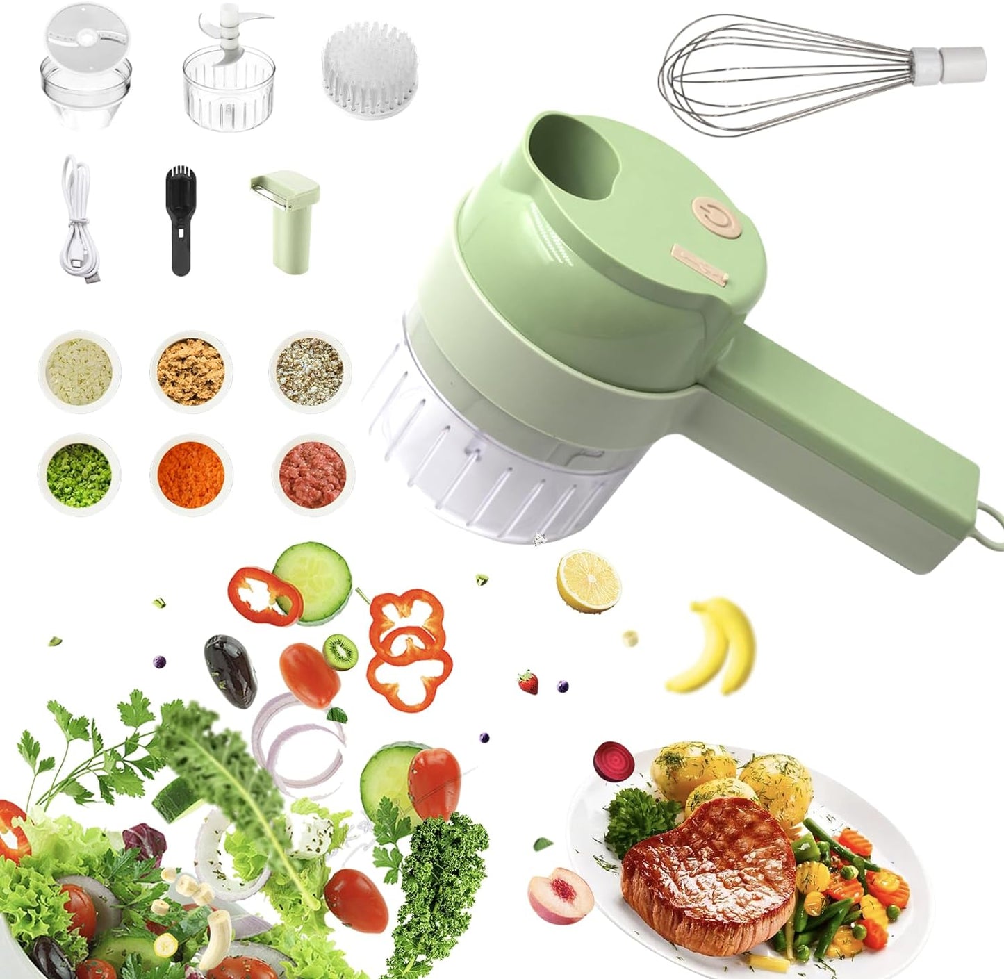 🥦4‑in‑1 Portable Electric Vegetable Cutter