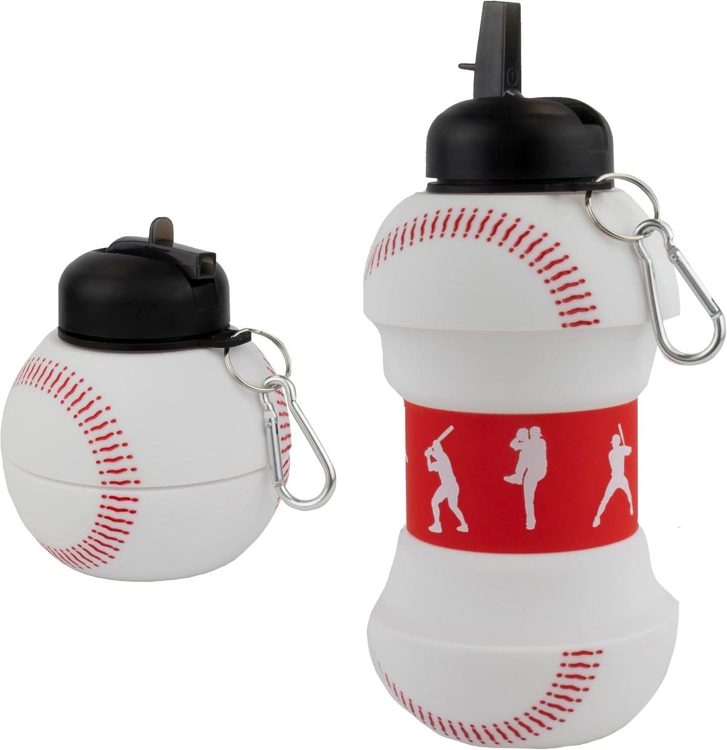 ⚽ Collapsible Soccer Ball Water Bottle – 18 oz,BPA‑Free Silicone, Leak‑Proof, with Carry Clip
