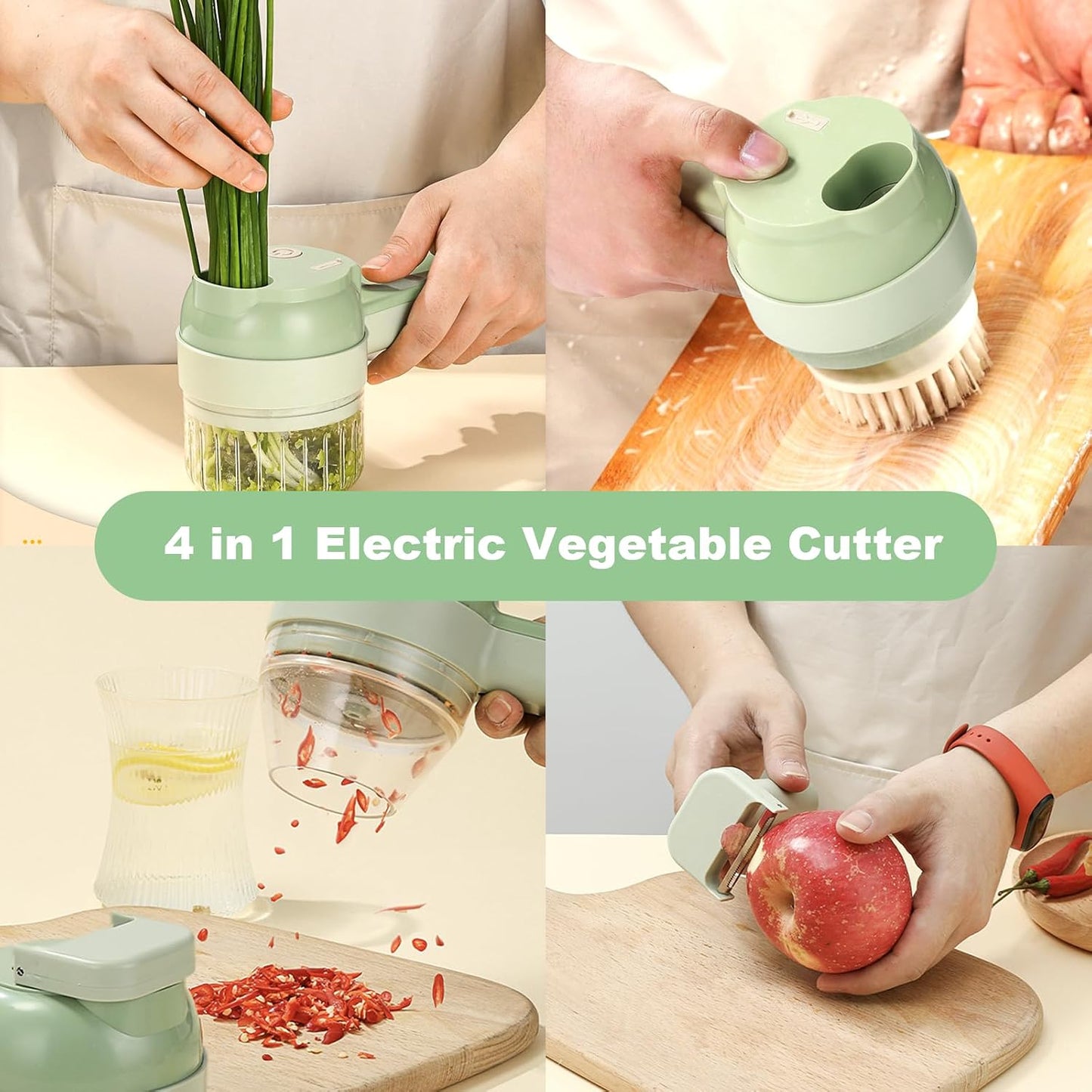 🥦4‑in‑1 Portable Electric Vegetable Cutter
