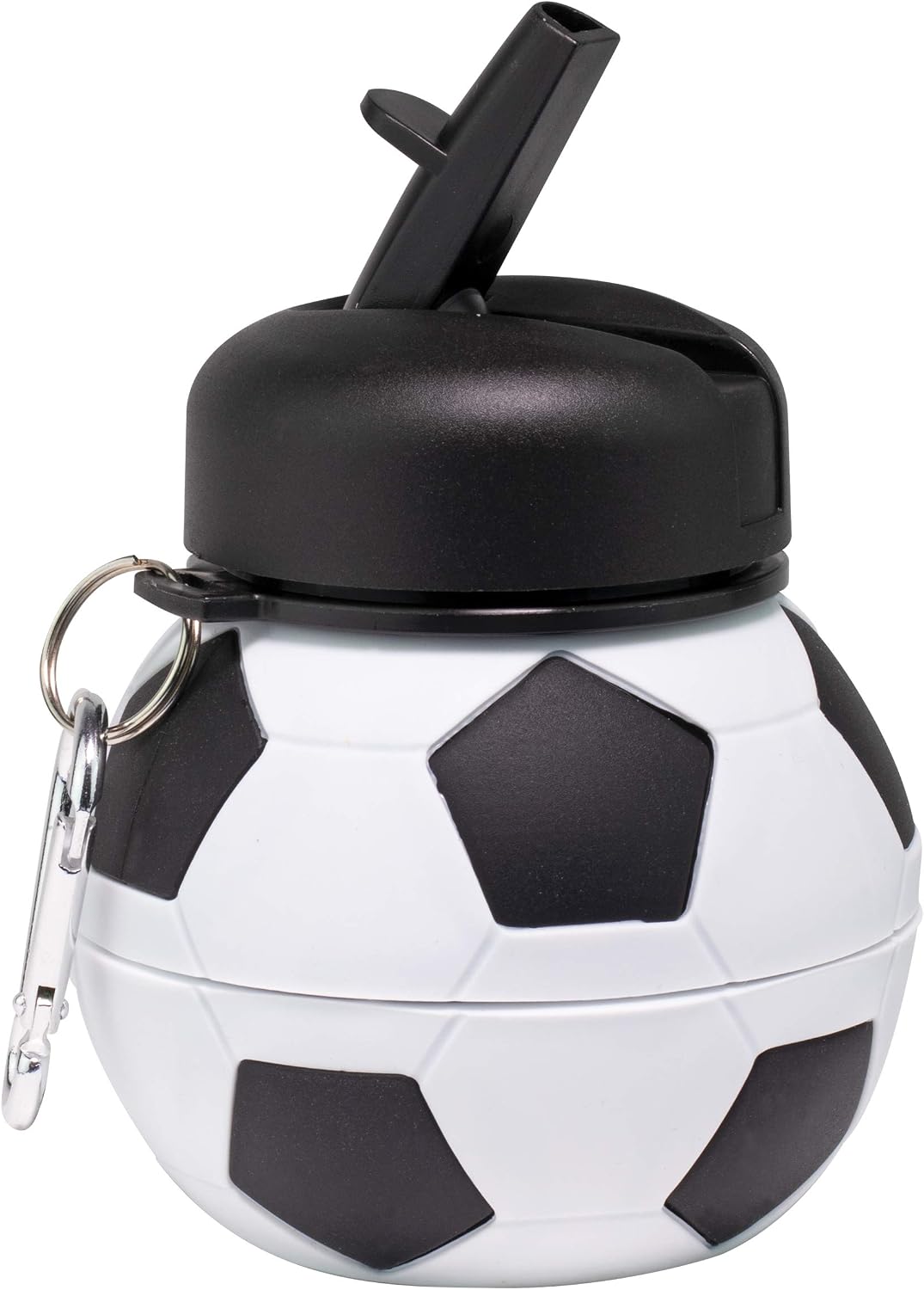 ⚽ Collapsible Soccer Ball Water Bottle – 18 oz,BPA‑Free Silicone, Leak‑Proof, with Carry Clip