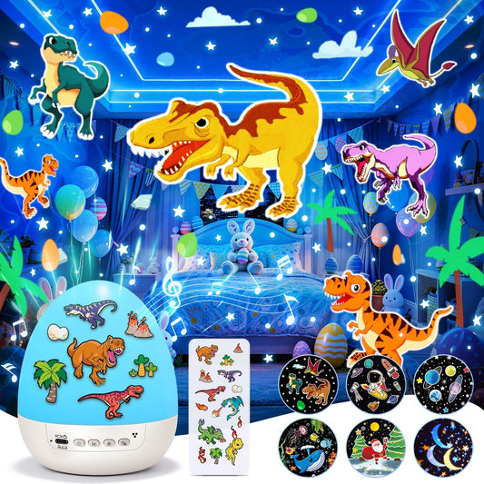 🥚 5-in-1 Dinosaur Egg Night Light – Sound Machine, Projector, 15 Sounds, 12 Slides, 360°