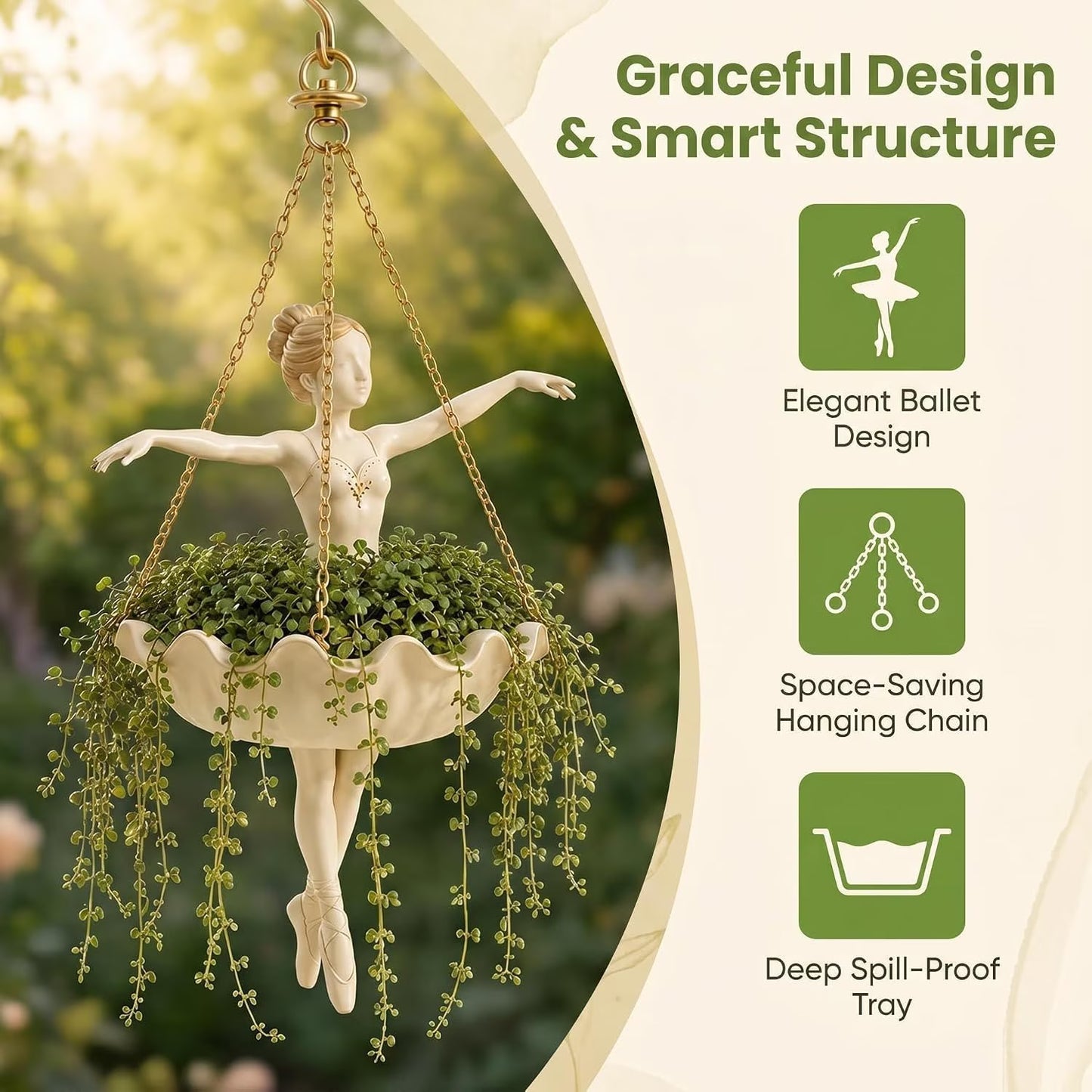 🩰Ballet Dancer Hanging Planter – Graceful Artistry Meets Living Greenery