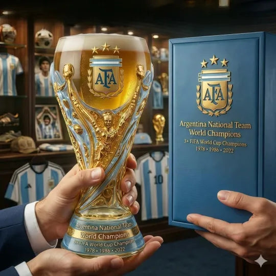 La Albiceleste Champion Glass – World Cup Trophy Drinkware ⚽🍺