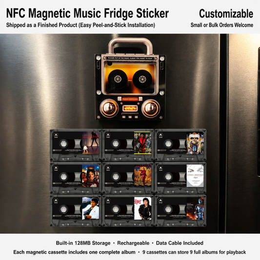 🎵 Iconic Pop Star NFC Fridge Magnet Music Player – Retro Vinyl Decor with 9 Track Magnets