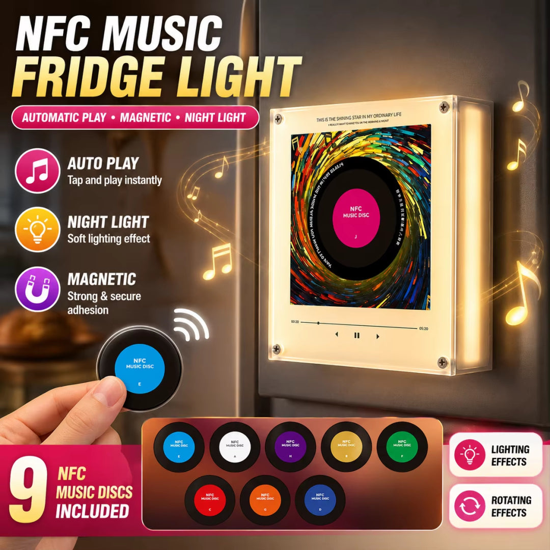 🎵 Iconic Pop Star NFC Fridge Magnet Music Player – Retro Vinyl Decor with 9 Track Magnets