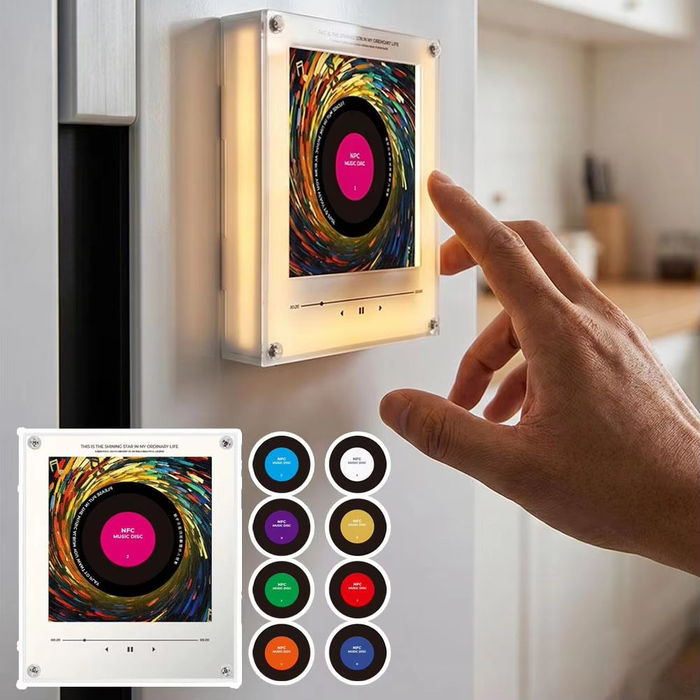 🎵 Iconic Pop Star NFC Fridge Magnet Music Player – Retro Vinyl Decor with 9 Track Magnets