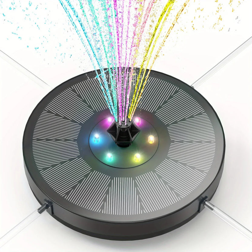 ☀️ Solar Floating Fountain – Battery Backup, LED Lights, Strong Flow – Baby‑Safe Water Play