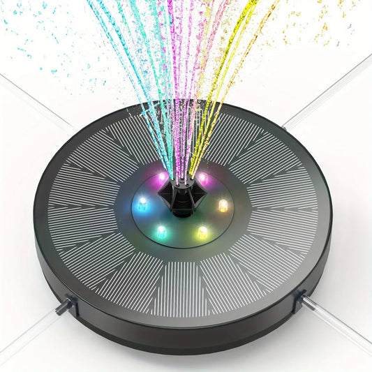 ☀️ Solar Floating Fountain – Battery Backup, LED Lights, Strong Flow – Baby‑Safe Water Play