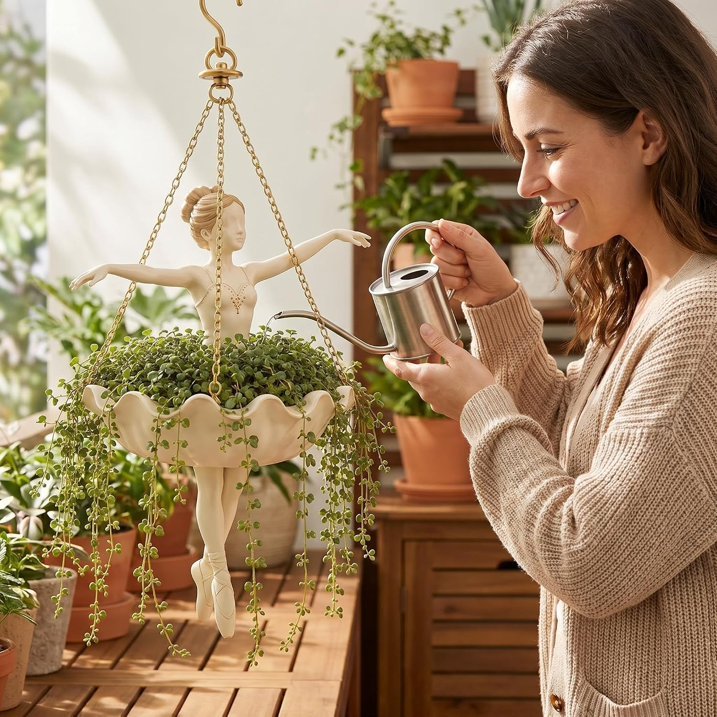 🩰Ballet Dancer Hanging Planter – Graceful Artistry Meets Living Greenery