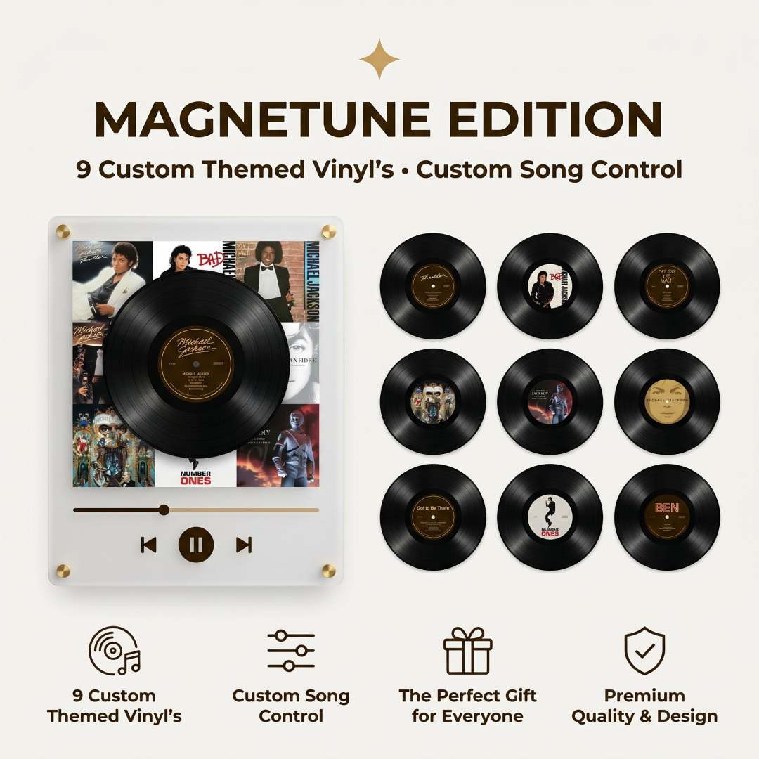 🎵 Iconic Pop Star NFC Fridge Magnet Music Player – Retro Vinyl Decor with 9 Track Magnets