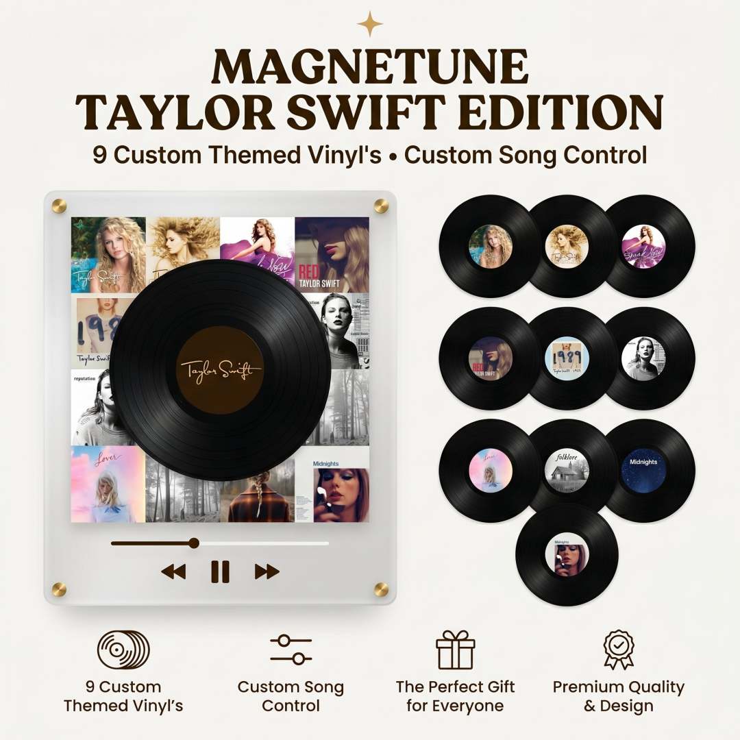 🎵 Iconic Pop Star NFC Fridge Magnet Music Player – Retro Vinyl Decor with 9 Track Magnets