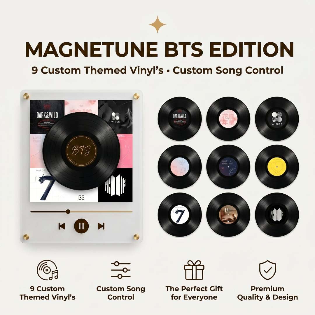 🎵 Iconic Pop Star NFC Fridge Magnet Music Player – Retro Vinyl Decor with 9 Track Magnets