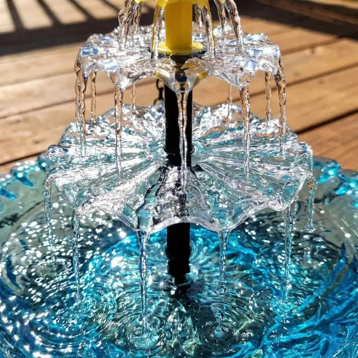 ☀️ Solar Cascade Hanging Bird Bath Fountain – Solar Powered, 8 Spray Modes, Hanging Glass Bowl