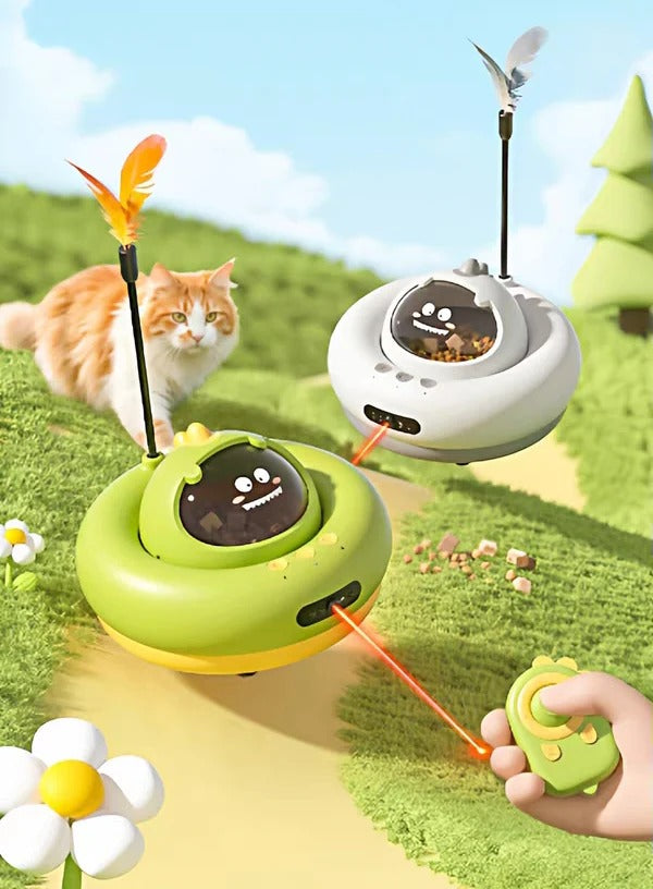 🐾 Smart Interactive Pet Toy – Remote Control, Laser & Feather Wand, Treat Dispenser, Auto Mode