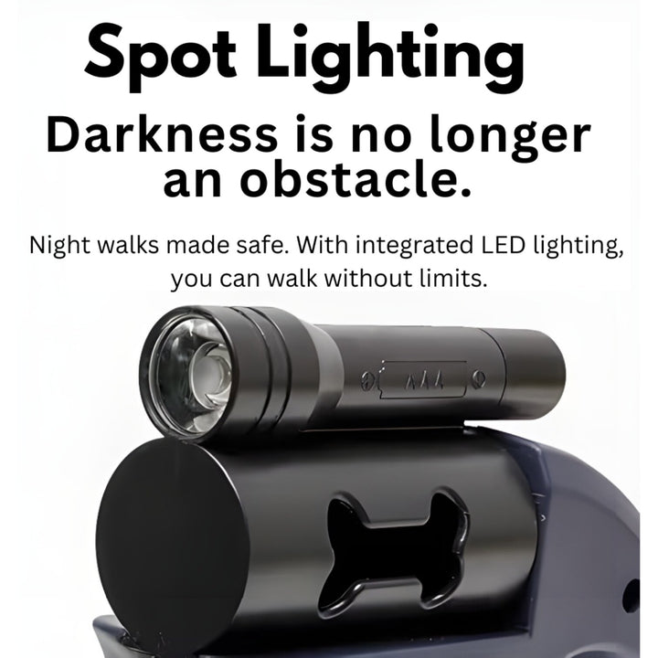 🐕 Retractable Double Dog Leash – Poop Bag Holder, LED Light, 360° Tangle‑Free Swivel