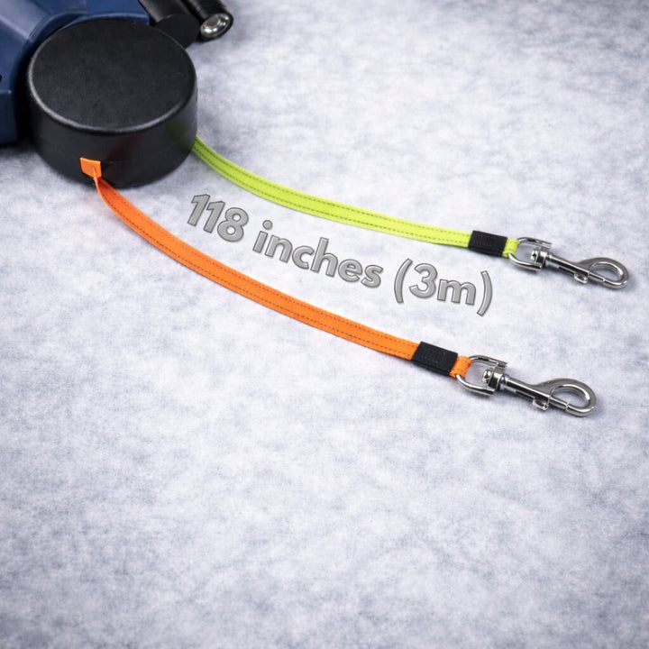 🐕 Retractable Double Dog Leash – Poop Bag Holder, LED Light, 360° Tangle‑Free Swivel