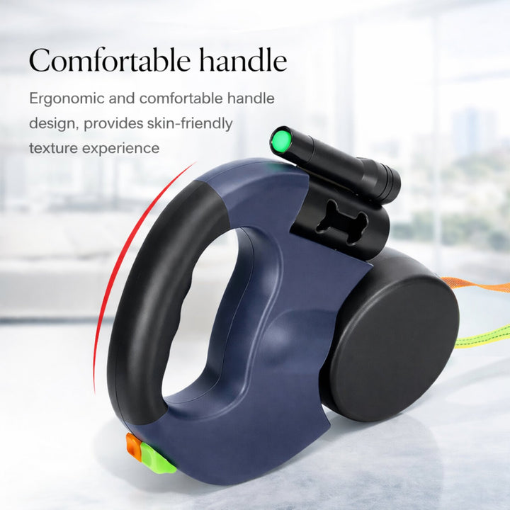 🐕 Retractable Double Dog Leash – Poop Bag Holder, LED Light, 360° Tangle‑Free Swivel