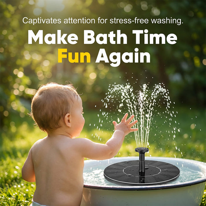 ☀️ Solar Floating Fountain – Battery Backup, LED Lights, Strong Flow – Baby‑Safe Water Play