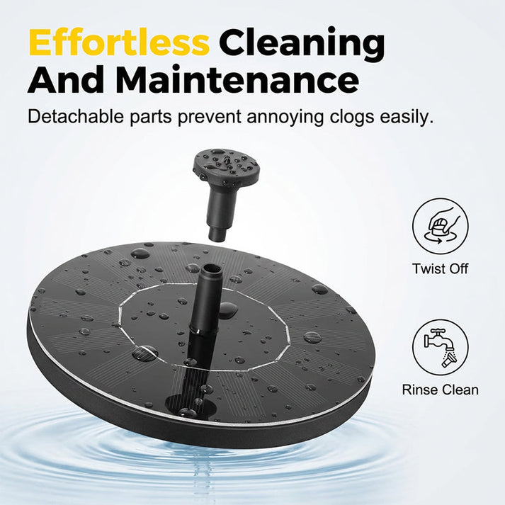 ☀️ Solar Floating Fountain – Battery Backup, LED Lights, Strong Flow – Baby‑Safe Water Play